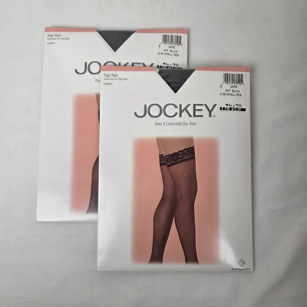 Vintage Thigh Highs Jockey Sheer Stockings Sandalfoot Pinup Nylons Small Medium